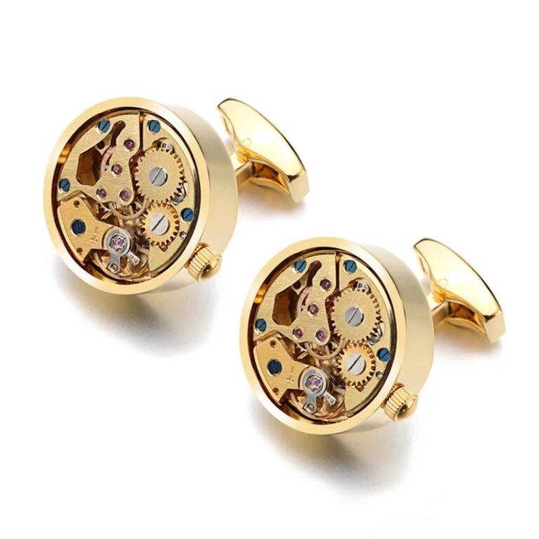 Boutons De Manchette Anciens - Platine, Nacre & Or 14K | Vintage Très Bon État