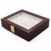 Coffret bouton de manchette en bois marron foncé pour ranger 12 paires