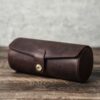 Pochette rangement bijoux en cuir marron pour voyage et accessoires élégants