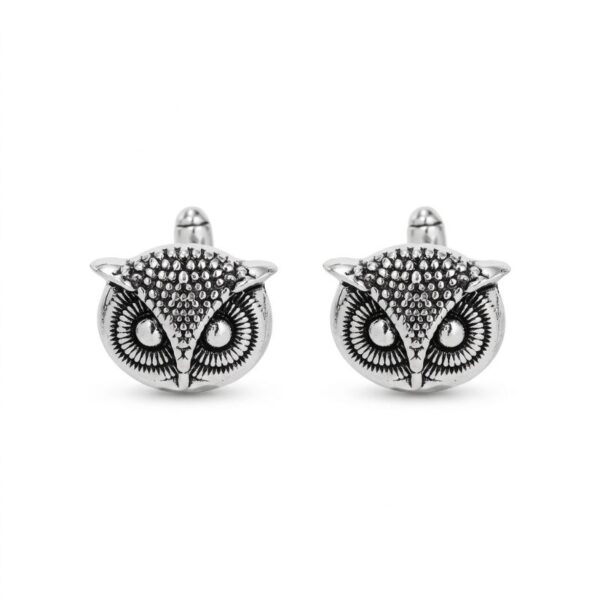 boutons de manchette hibou argent