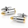 Paire de boutons de manchette cartouche bicolores en argent et or