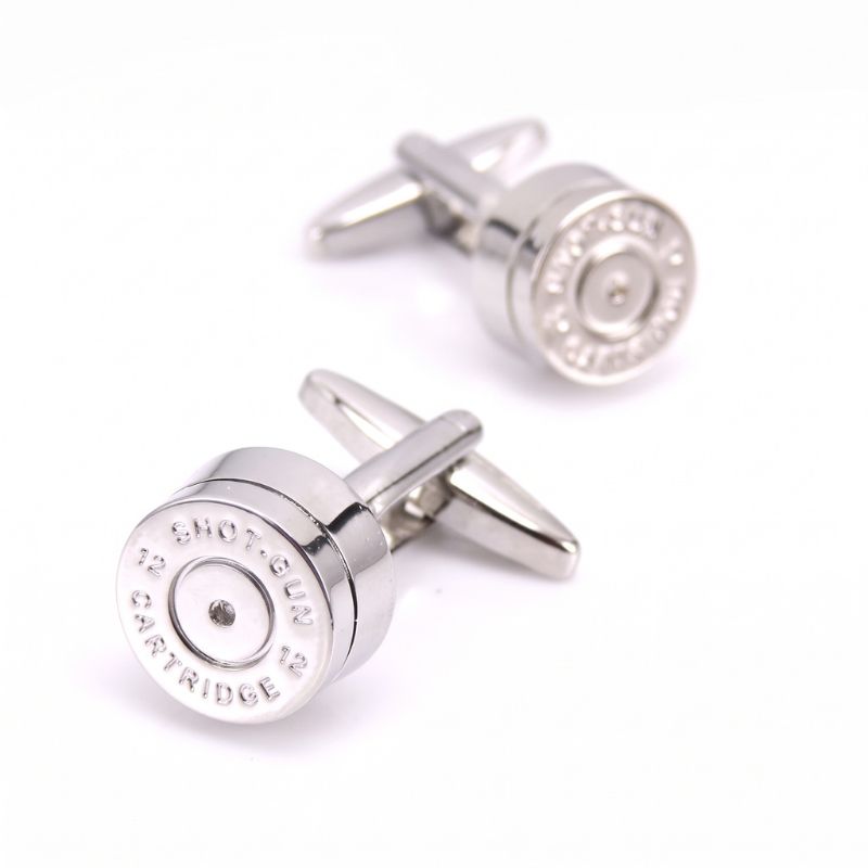boutons de manchette balle de cartouche argent