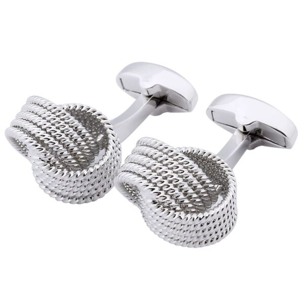 Boutons de manchette argent en forme de nœud torsadé