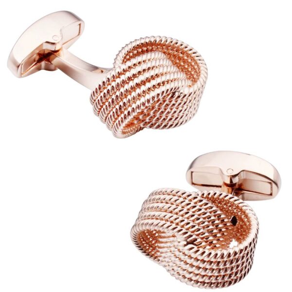 Boutons de manchette rose en forme de nœud torsadé