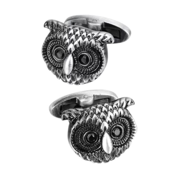 Boutons de manchette hibou argenté