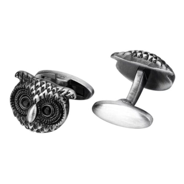 Boutons de manchette hibou argent