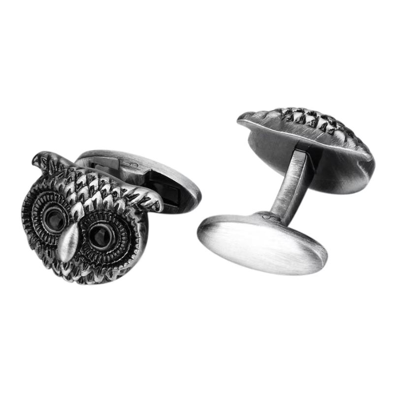 Boutons de manchette hibou argent
