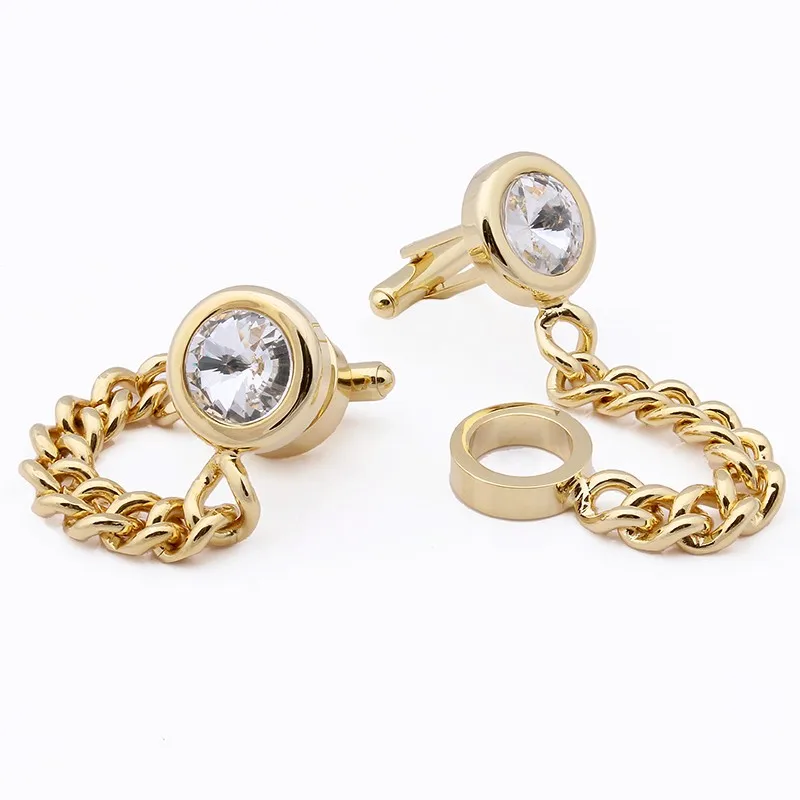 Boutons De Manchette Carrés Pour Homme En Cristal CZ Argenté - 1.6x1.6 Cm - Laiton - Pour Mariage, Cérémonie