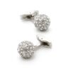 Bouton de manchette femme argent strass boule brillante élégante