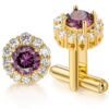 Bouton de manchette femme trio précieux violet au design élégant