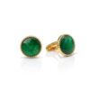 Boutons de manchette femme ronds dorés avec pierre vert émeraude