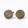 Boutons de manchette en bronze antique avec gravure du Palais de Westminster et de Big Ben