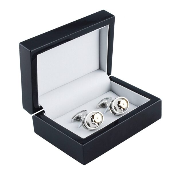 Écrin bouton de manchette en bois noir premium pour offrir et protéger