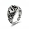 bague franc macon finition argent antique