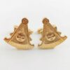 Paire de boutons de manchette franc maçon dorés quadrant