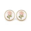 Boutons de manchette dorés pour femme avec motif rose