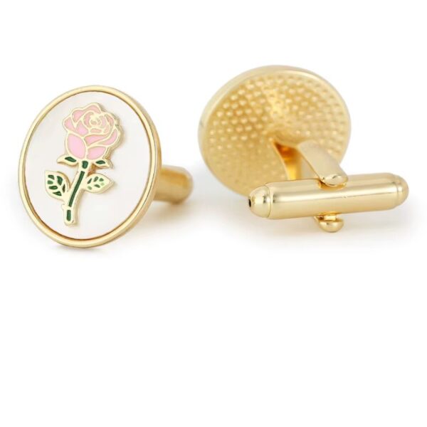 Paire de boutons de manchette féminins au design de rose émaillée