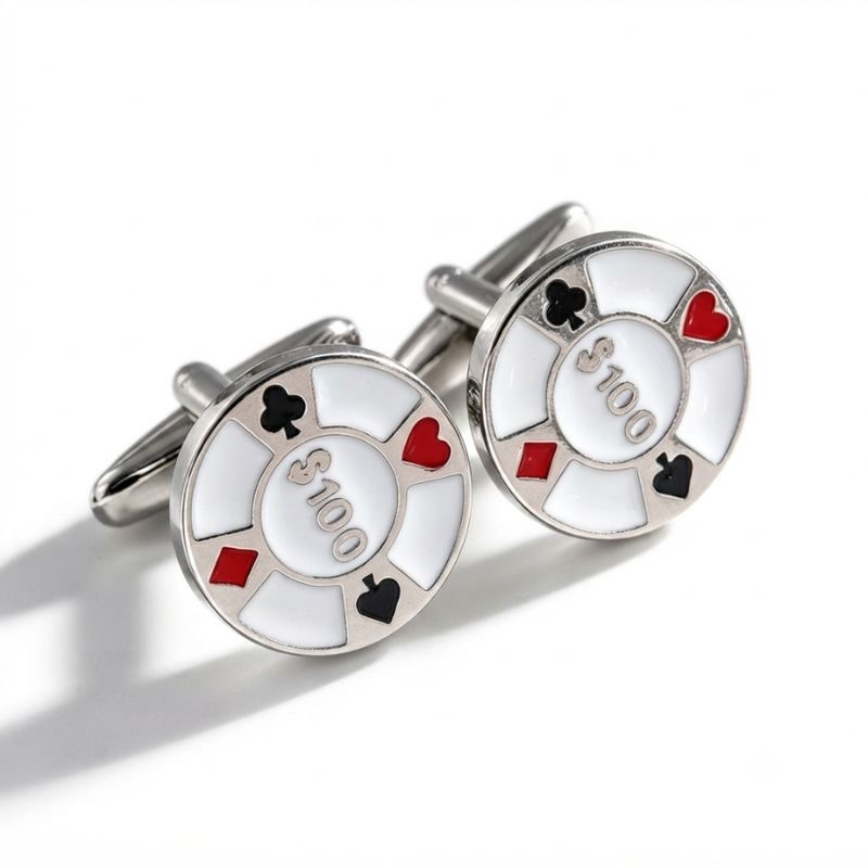 Paire de boutons de manchette design jeton de casino